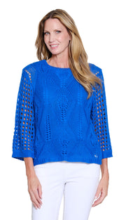 Multiples Wide Neck 3/4 sleeve Sweater Top (M26507KM)(Electric Blue)