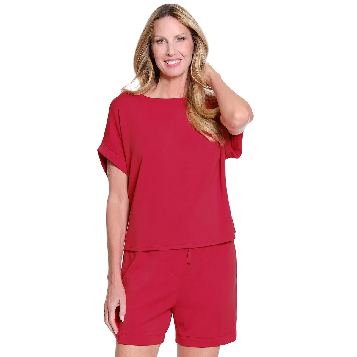 Slim Sation Drawstring Pull On Shorts (M26710WM) (Fiery Red)
