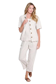 Slimsations Draw String Waist Pull-on Crop Pant (M26713PM)(FLAX)