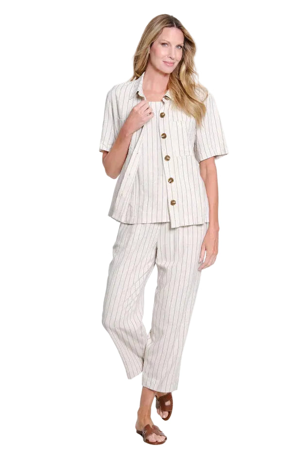 Slimsations Draw String Waist Pull-on Crop Pant (M26713PM)(FLAX)