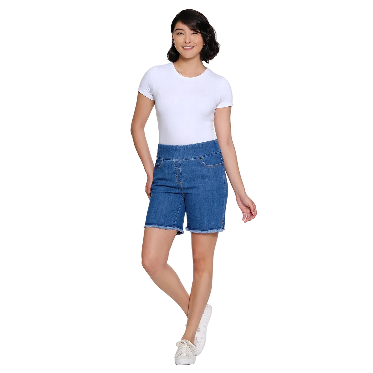 Slimsation Pull-on 5-Pocket Fringe Hem Short (M26719WM)