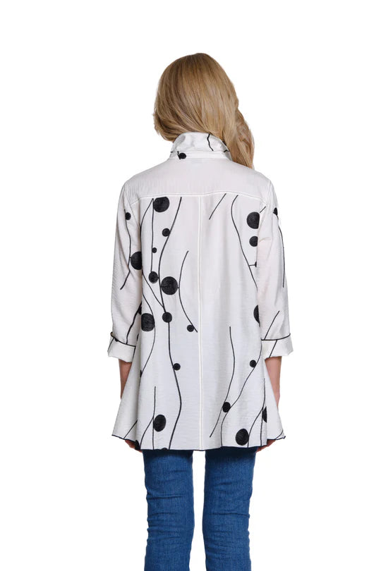 Multiples Embroidered Crinkle Woven Shirt (Soft Ivory)(M35306BM)