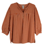 Multiples Plus  3/4 Puff Sleeve Band Collar Knit Top (M36203TW)(Tabacco)