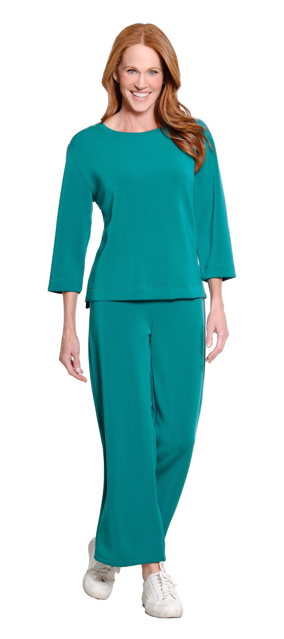 Multiples Petite  Wide Band Pull On Wide Leg Ankle Pants (M35713PP) (3 Colors)