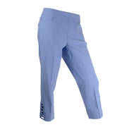 Multiples Cornflower Pull-On Zig Zag Strap Hem Pocket Crop Pant
