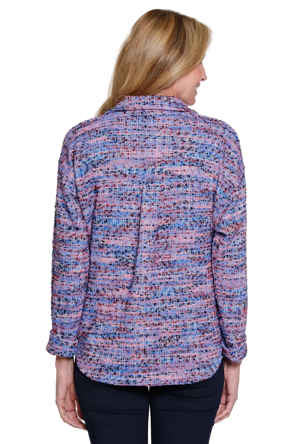 Multiples Long Sleeve Button Front Textured Shirt Jacket (M46512BM)(Multi )