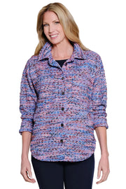 Multiples Long Sleeve Button Front Textured Shirt Jacket (M46512BM)(Multi )