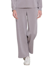 Multiples Petite Knit Elastic Waist Pull On Wide Leg Ankle Pant (M46704PM) (Slate)