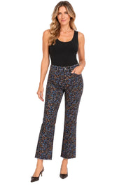 Multiples Woven Zip And Button Front Seamed Flare Leg Ankle Jean (M46707PM)