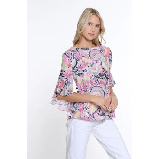 Multiples Petite Flounce Sleeve Scoop Neck Top