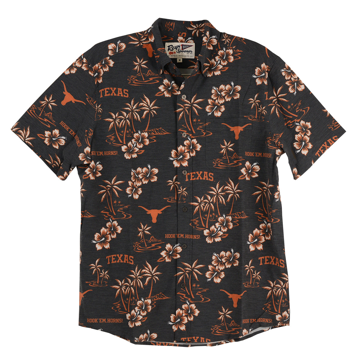 Texas Longhorn Reyn Spooner Kekai Print Button Front Shirt (M608313125)