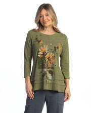 Jess & Jane Sundance Ruffle Layer Hem Tunic (M66-2180)(Moss)