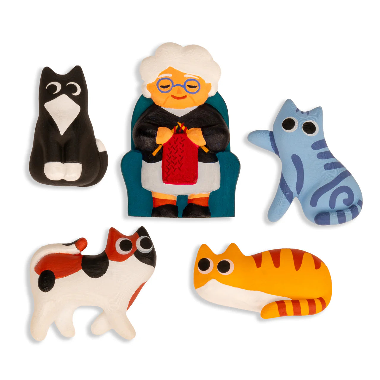 Kikkerland Cat Lady Magnets Set of 5