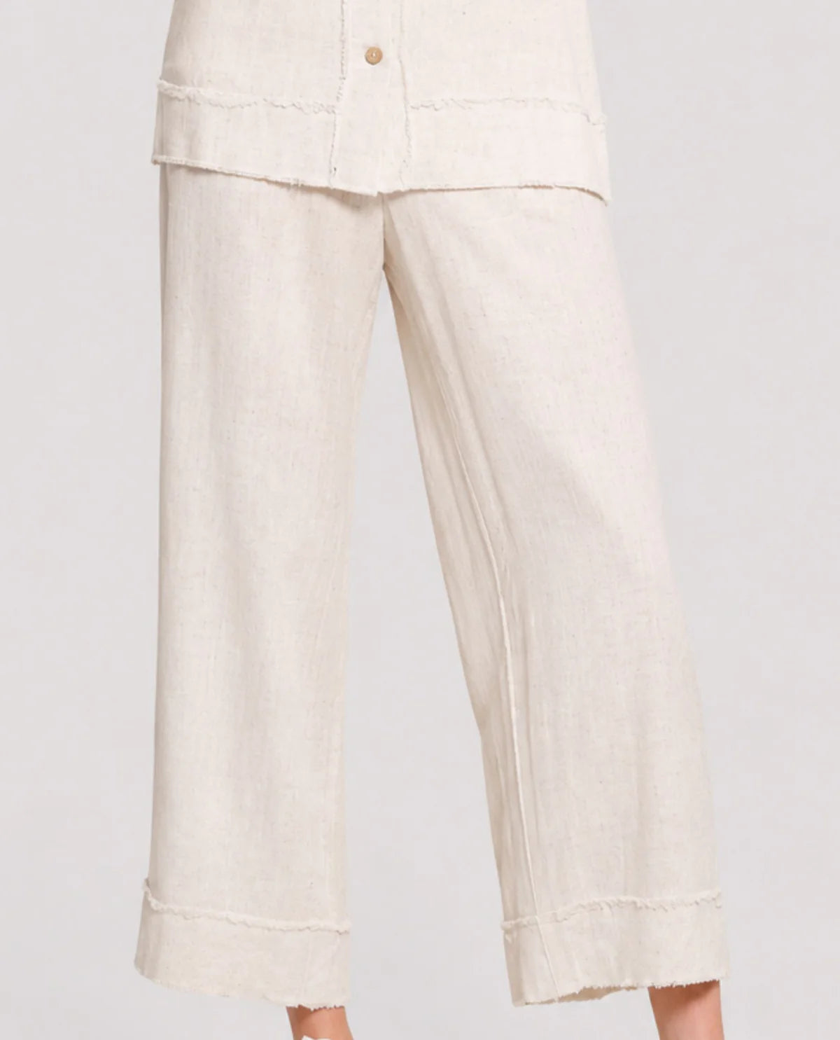 Slim Sation Petite Drawstring Elastic Waist Crop Pant (M36711PP) (Flax)
