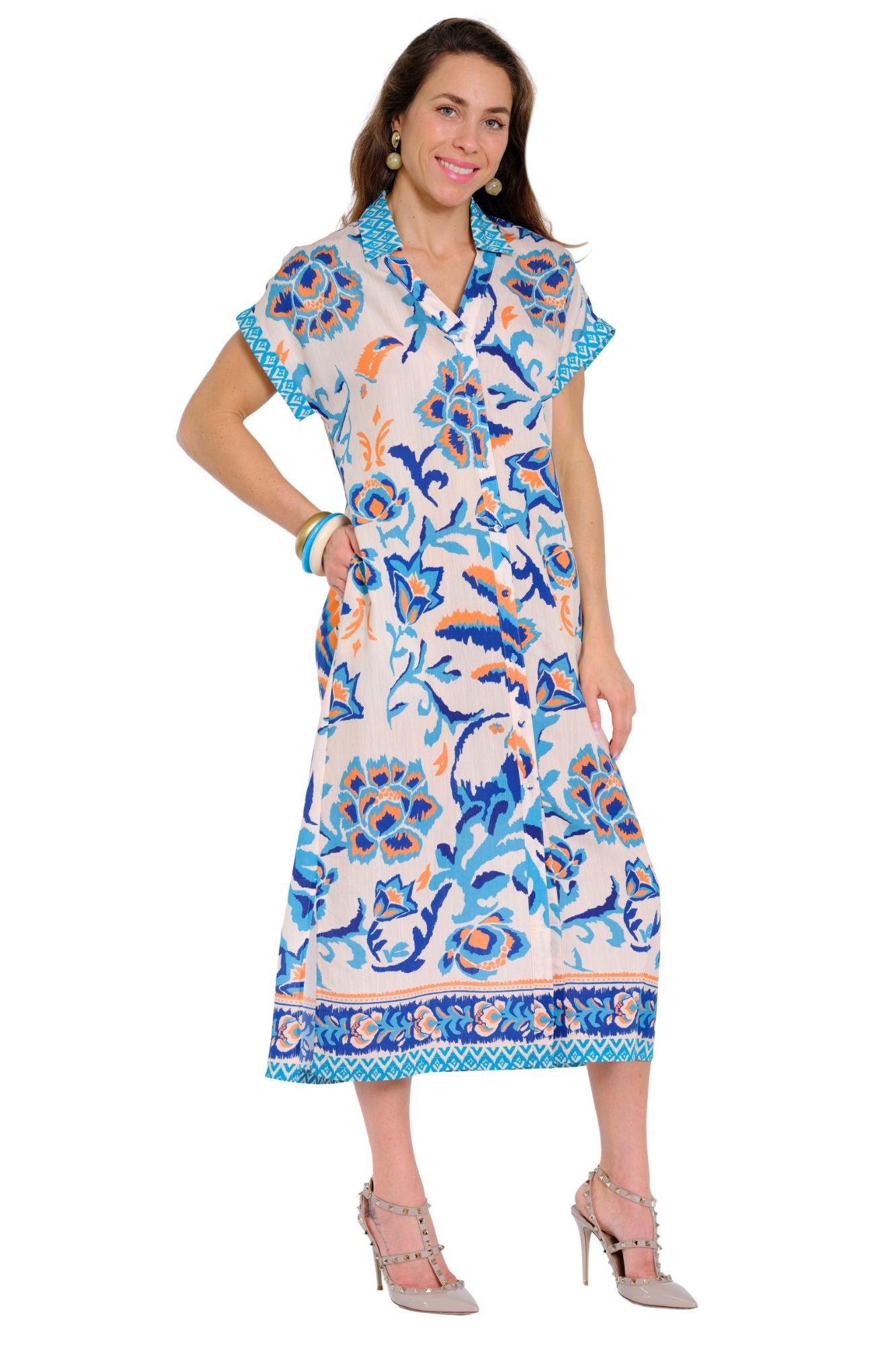 Lior Margo Border Print Dress (Margo-1-AR)(Retro Floral)