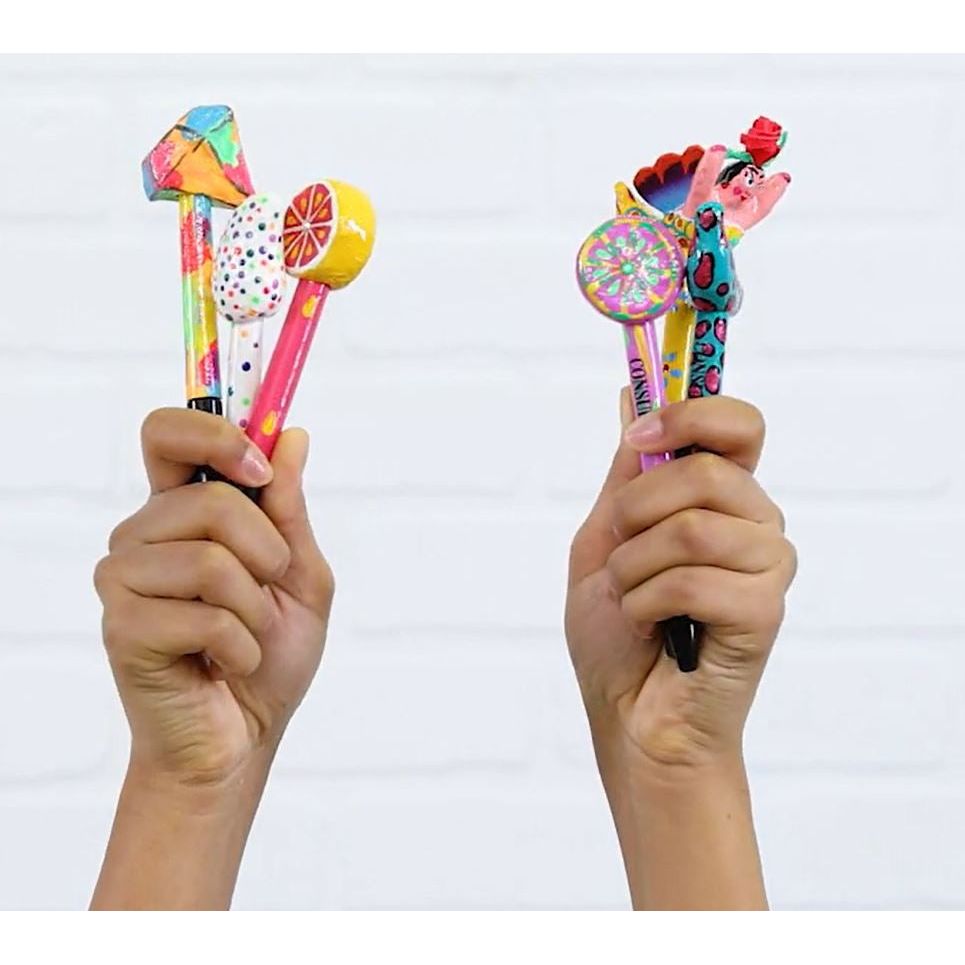 Consuela Hand Painted Paper Mache Top Markers (Multiple Styles-Colors May Vary From Photo)