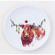 Christmas Longhorn Lunch/Appetizer Melamine "Paper" Plates (Set of 4)