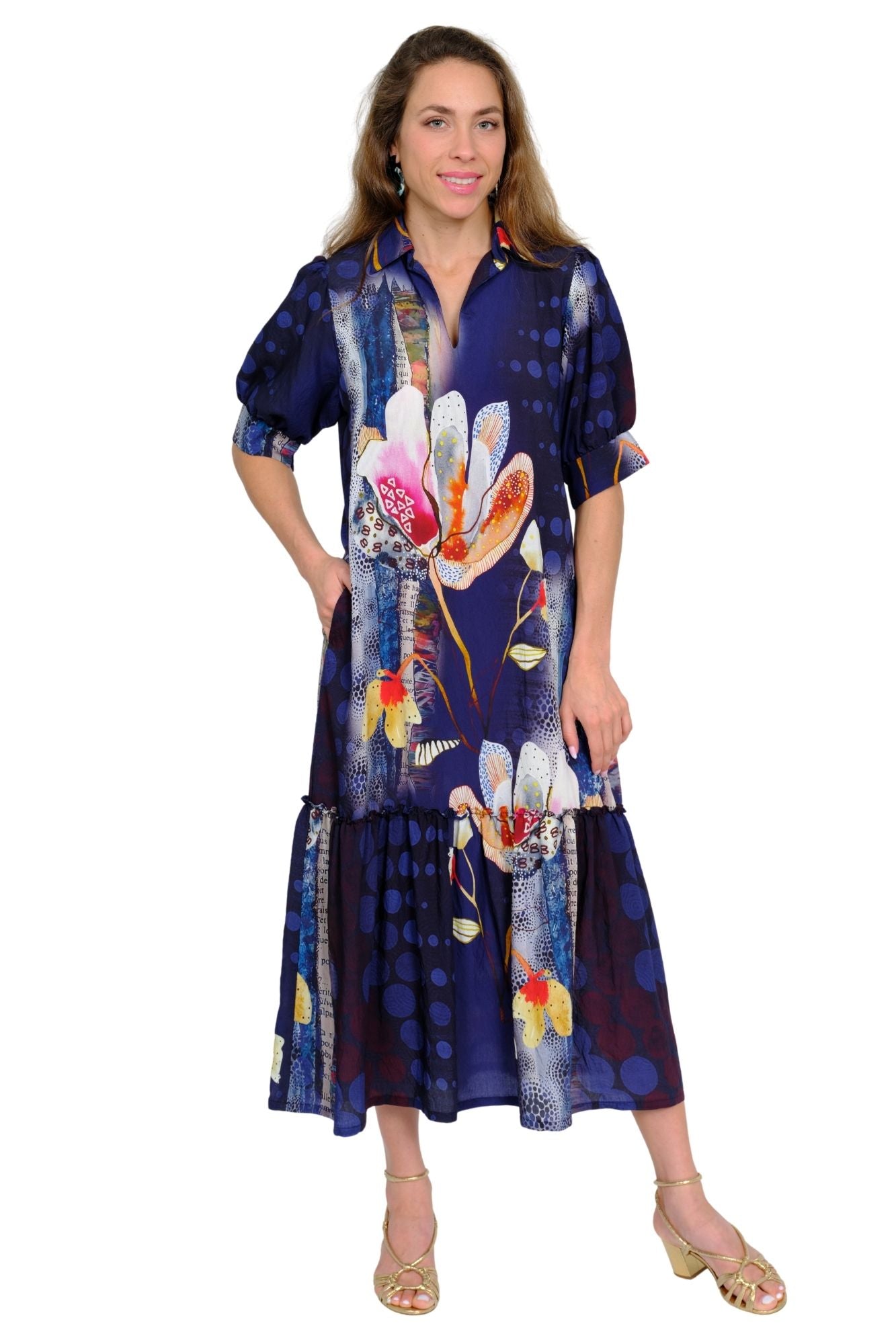 Lior Mika Midnight Bloom Print Puff sleeve Maxi Dress (MIka-3-Ar)