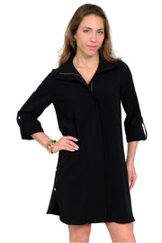 Lior Hidden Placket Zip Dress (MILO-1-AR) (Classic Black)