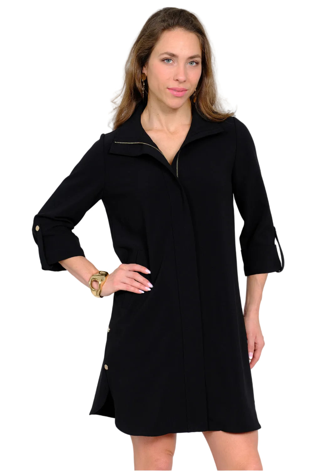 Lior Hidden Placket Zip Dress (MILO-1-AR) (Classic Black)