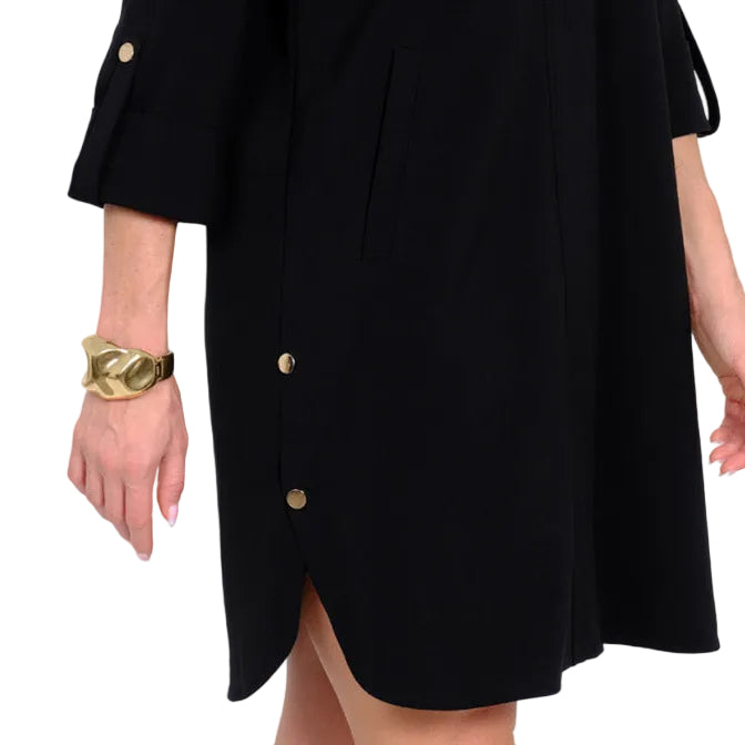 Lior Hidden Placket Zip Dress (MILO-1-AR) (Classic Black)