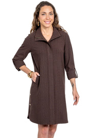 Lior Hidden Placket Zip Dress (Milo-3-AR) (Chocolate Herringbone)