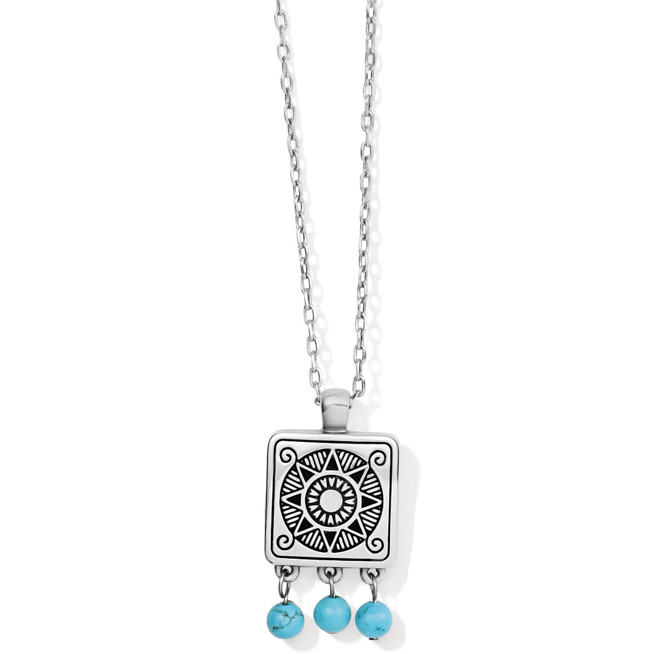 Brighton Mosaic Tile Reversible Necklace (JM6893) SLV/TUR