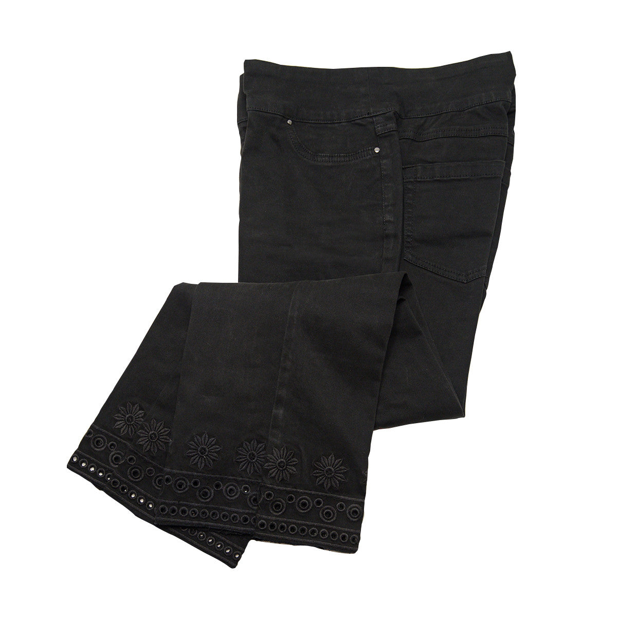 Thin Her Tonal Floral Embroidery Hem Crop Pants (2 Colors) (N12103PM)