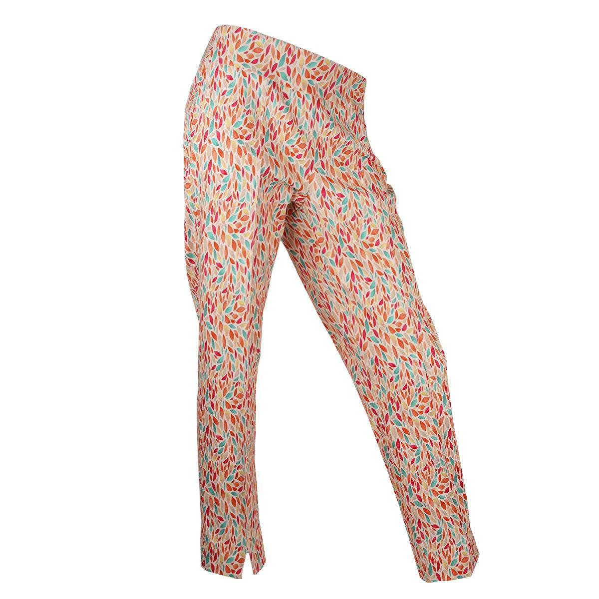 Thin Her Leaf Print Pull On Ankle Pants (N14107PM)