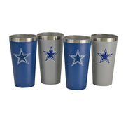 Dallas Cowboys Stainless 16oz Pint Glass Set Of 4  (NFL-DAL-8708)
