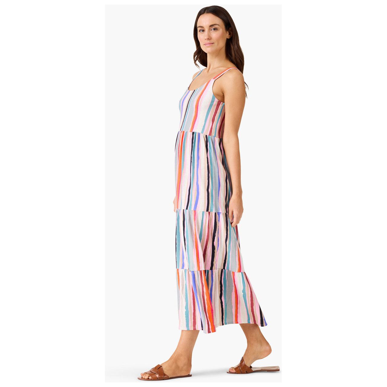 Nic & Zoe Painted Stripe Tiered Dress (M241294)