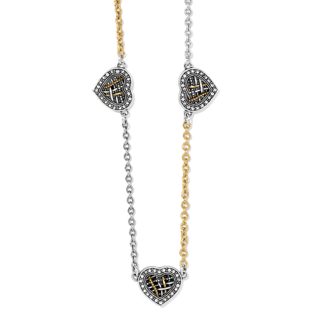 Brighton Neptune's Rings Woven Heart Station Necklace (JM6932) SLV/GLD