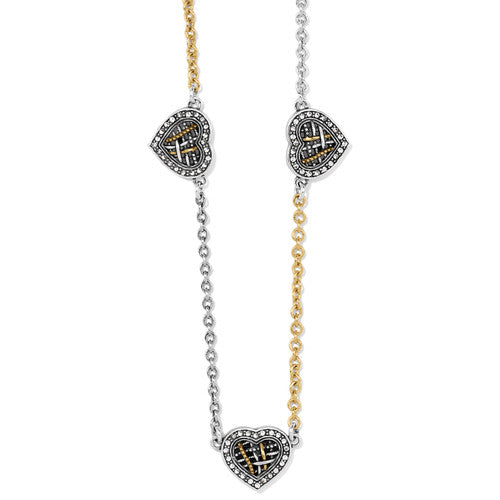 Brighton Neptune's Rings Woven Heart Station Necklace (JM6932) SLV/GLD