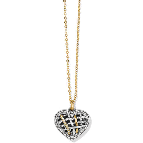 Brighton Neptune's Rings Woven Heart Petite Necklace (JM6972) SLV/GLD