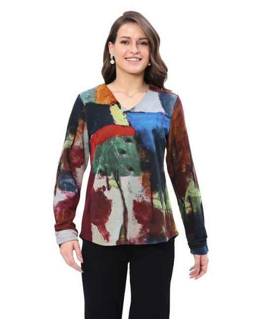 Parsley & Sage Nora Abstract Print Top (MULTI)(25w207C10)