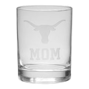 Texas Longhorn Logo Etched Mom Crystal Old Fashion Glass (X06C2-MOM)