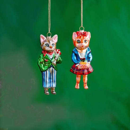 Natalie Lete Glass Cat Ornaments (2 Styles)(CG0338)