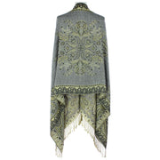 Paisley Grey Green  & Black Metallic Pashmina Scarf (PA038-17)