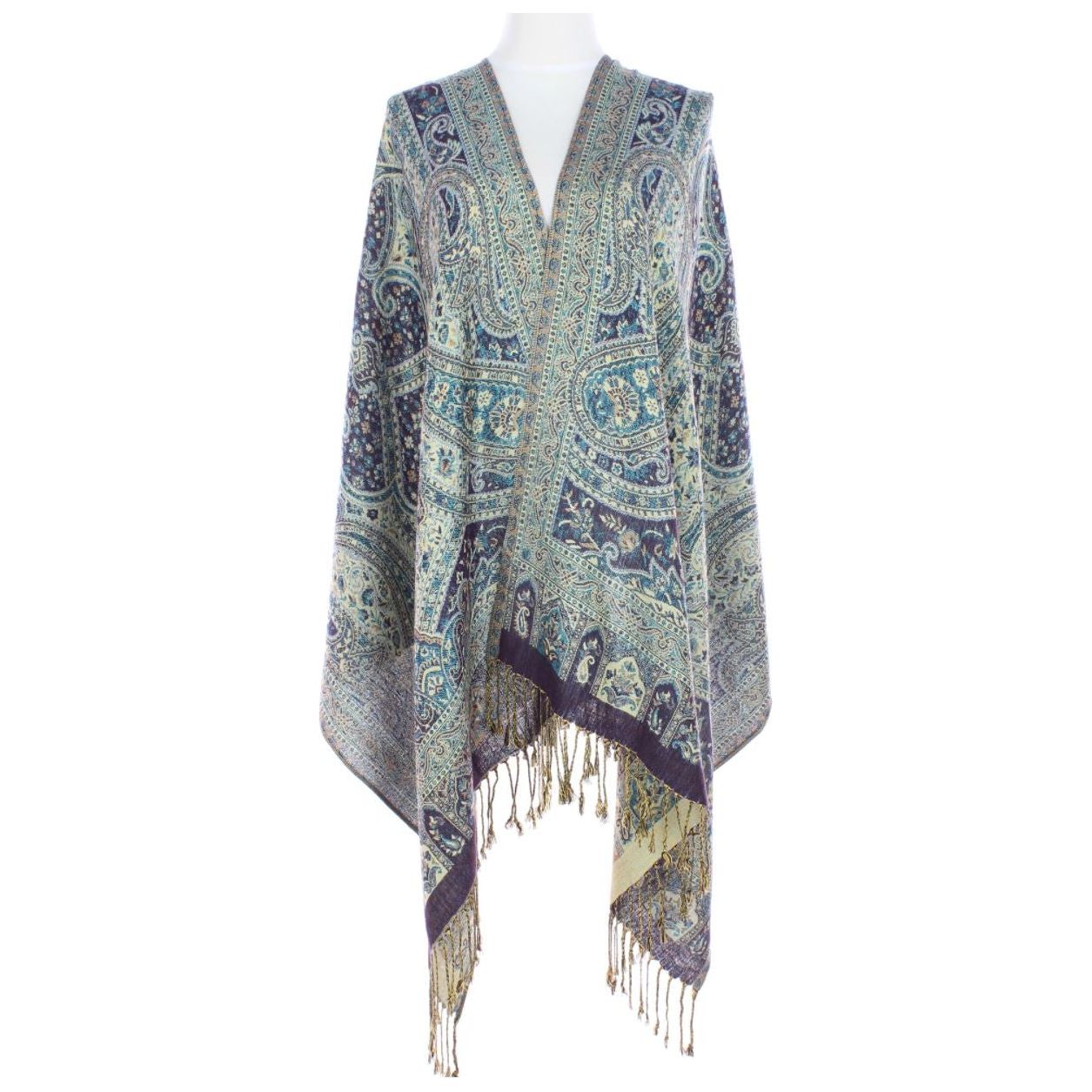 Paisley Purple & Turquoise Pashmina Scarf (PA044-008)