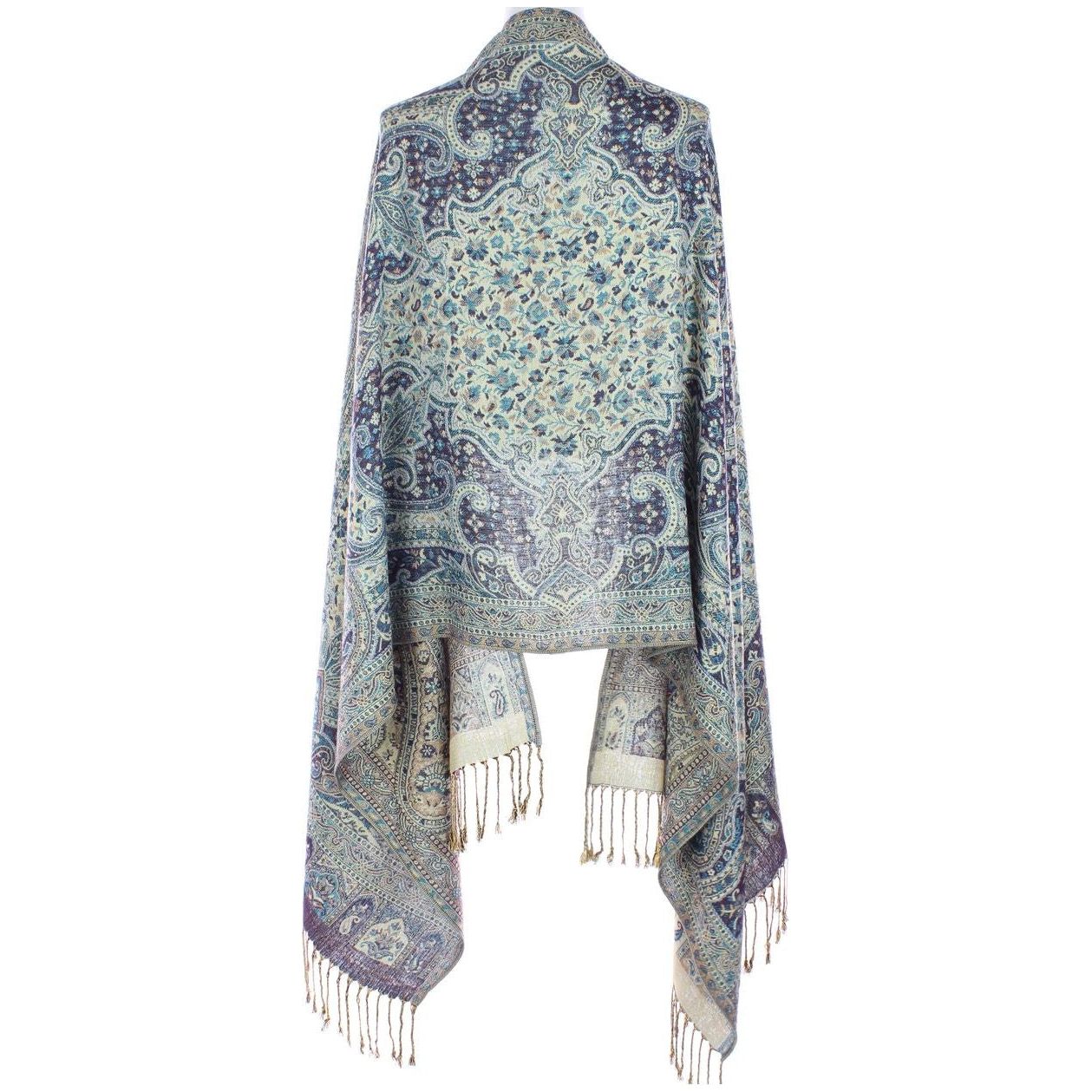 Paisley Purple & Turquoise Pashmina Scarf (PA044-008)