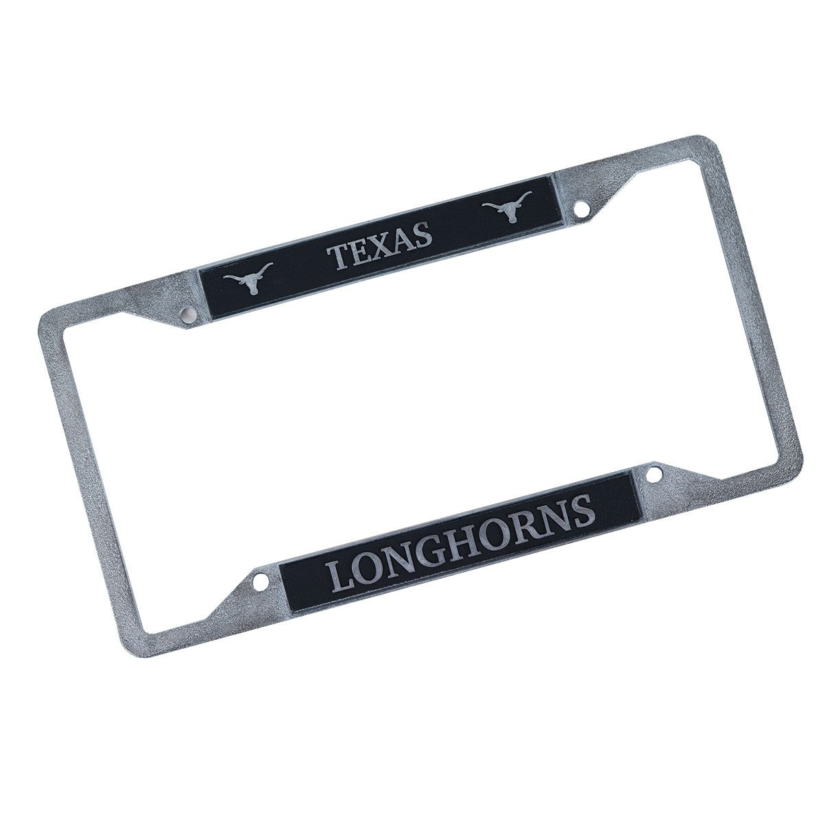 Texas Longhorn License Plate Cover (PF-100) SLV/BLK