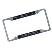 Texas Longhorn License Plate Cover (PF-100) SLV/BLK