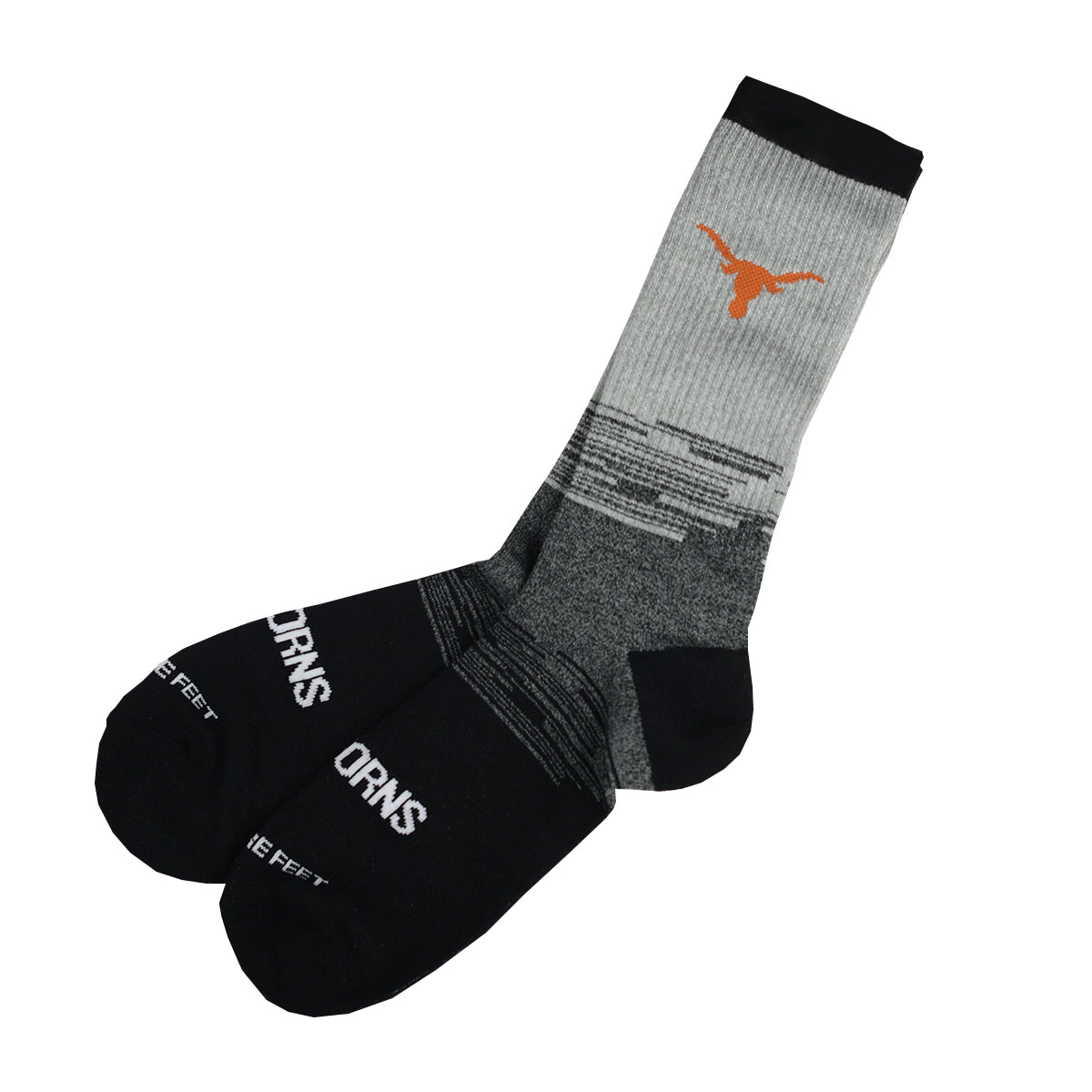 Texas Longhorn For Bare Feet  Men's Team Tonal Crew Sock (677Mar)(Black/Grey/Borange)