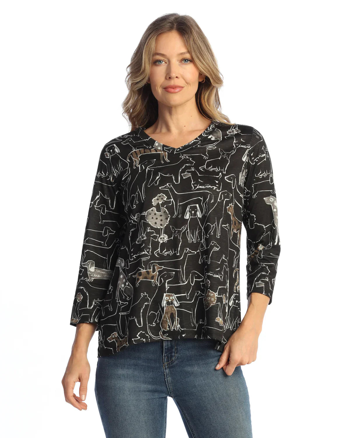 Jess & Jane Paw Pals V-Neck Top (PS7-2119)