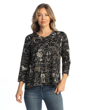 Jess & Jane Paw Pals V-Neck Top (PS7-2119)