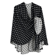 Rapti 100% Cashmere Reversible Loop Shawl (#86) (Black and White Polk-A-Dot)