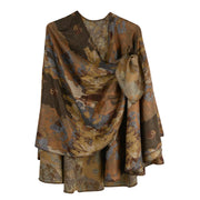 Rapti 100% Cashmere Reversible Loop Shawl (#88) ( Abstract Floral) (khaki Black )