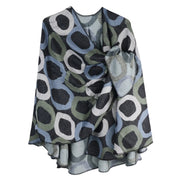 Rapti 100% Cashmere Reversible Loop Shawl (#89) ( Abstract Circles)(Black Olive Grey)