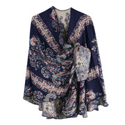 Rapti 100% Cashmere Reversible Loop Shawl (#90)(Navy Paisley)