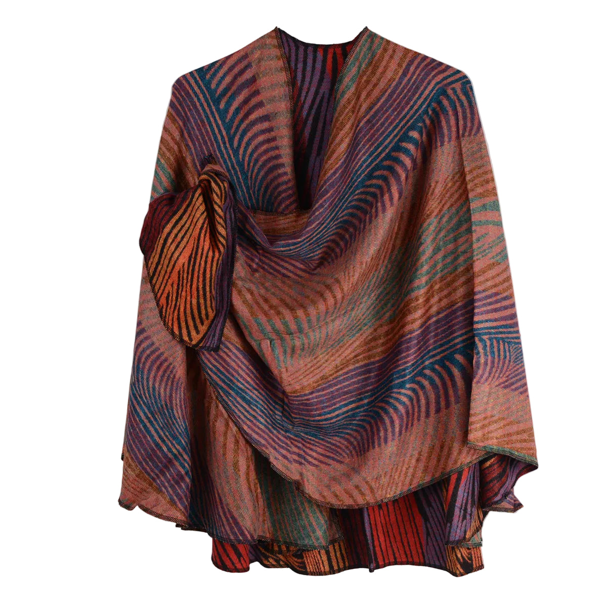 Rapti 100% Cashmere Reversible Loop Shawl (#91) (Multi Red Feather)